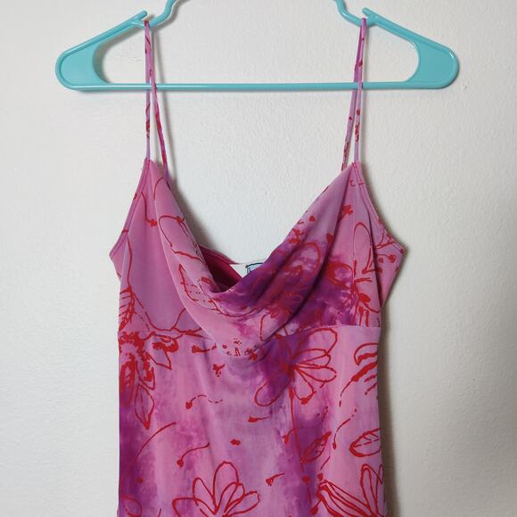 Vtg Y2K Hourglass Pink Floral Fairy Babydoll Sparkle Midi Mesh Slip Dress XS / S - Picture 3 of 11